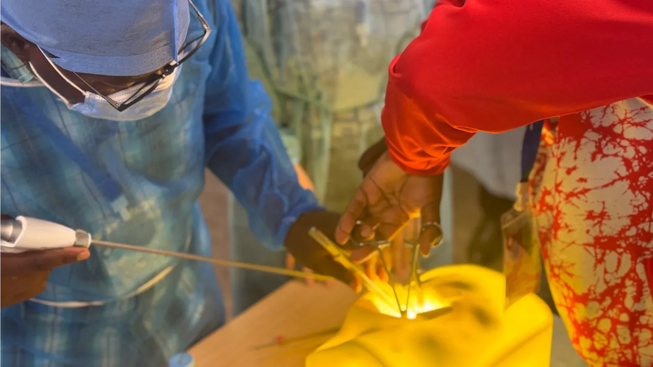 Surgical team performing a thoracic procedure